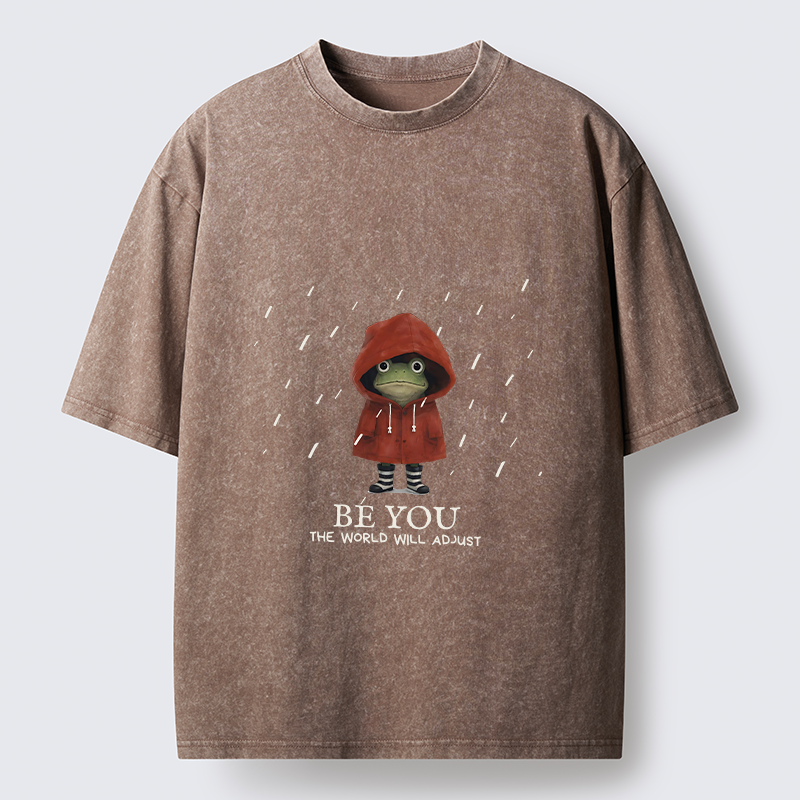Tokyo-Tiger Brave Rain Frog Self Love Meme Washed T-Shirt