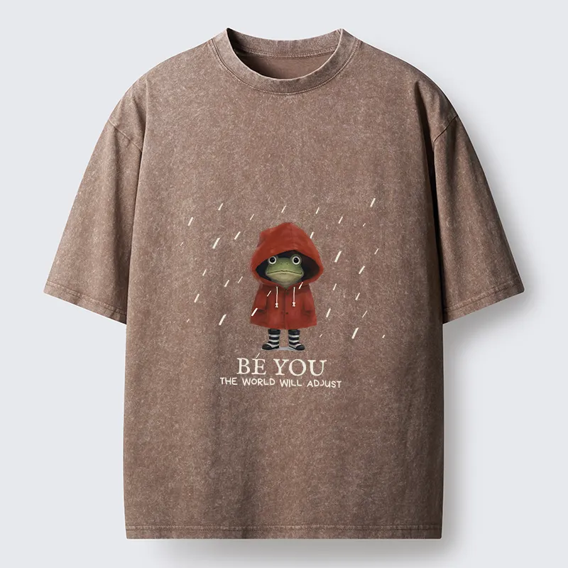 Tokyo-Tiger Brave Rain Frog Self Love Meme Washed T-Shirt