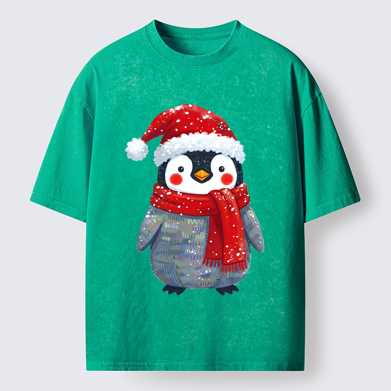 Tokyo-Tiger Cute Christmas Penguin Meme Washed T-Shirt