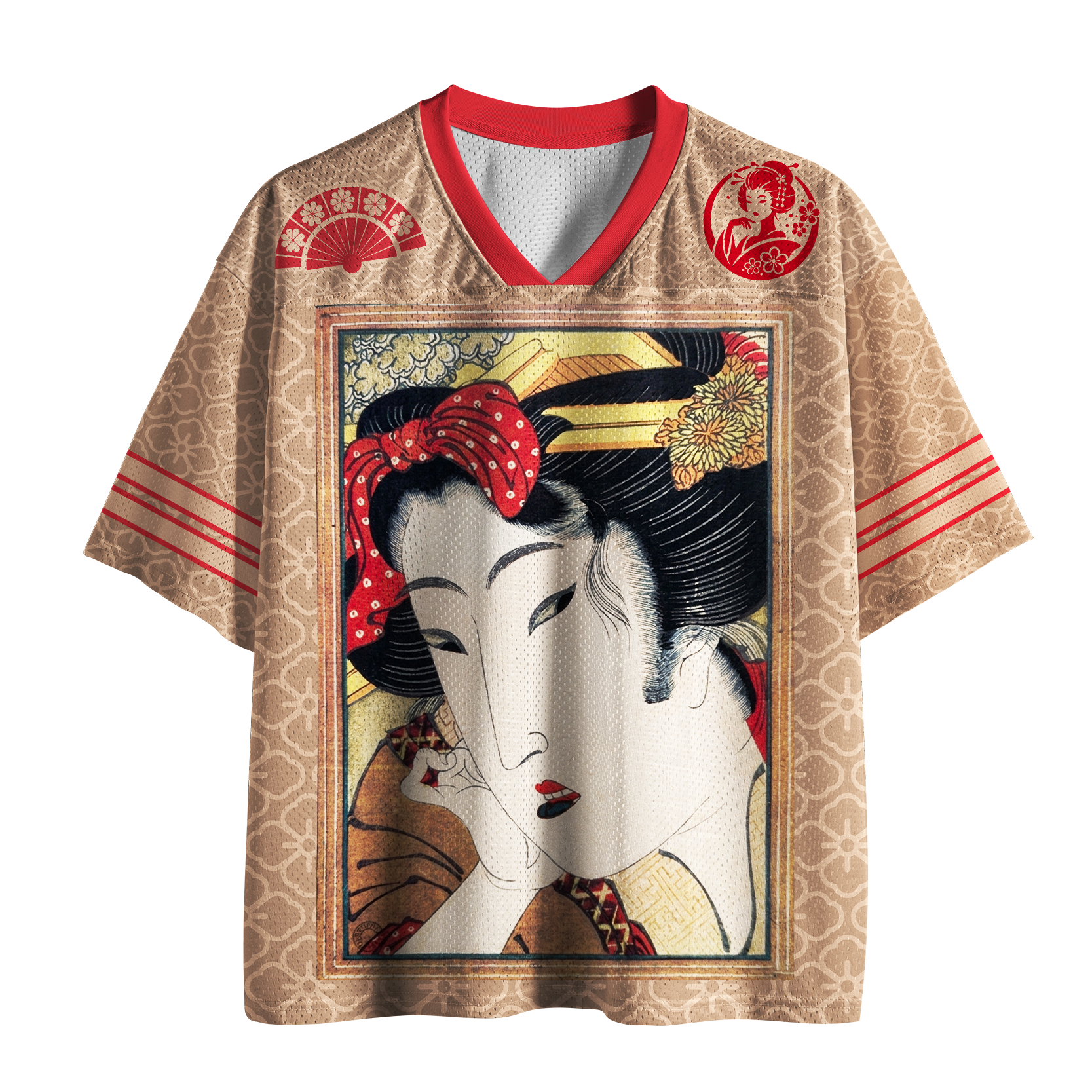 Tokyo-Tiger Edo Muse: Geisha Ukiyoe Mesh Jersey