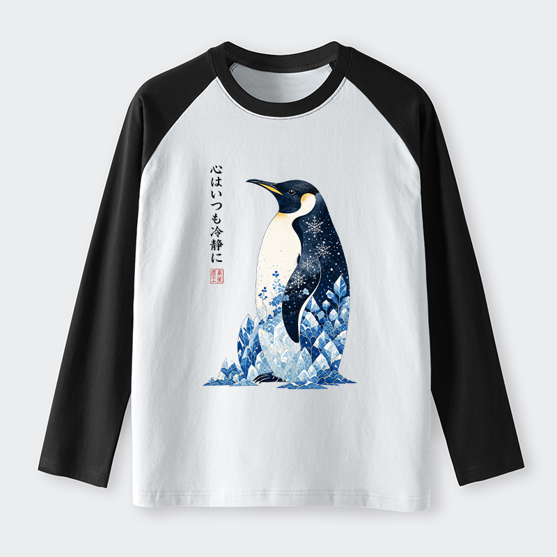 Tokyo-Tiger Keep Calm Penguin Raglan Long Sleeve T-shirt
