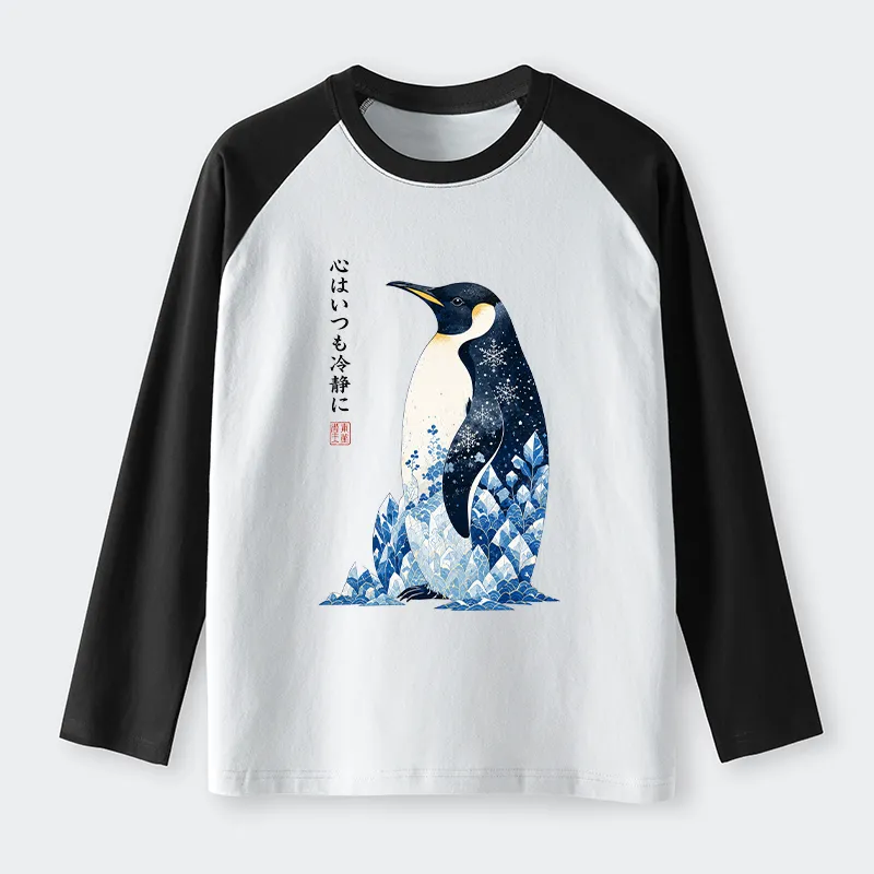 Tokyo-Tiger Keep Calm Penguin Raglan Long Sleeve T-shirt