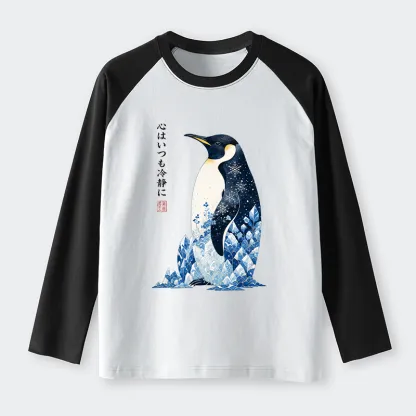 Tokyo-Tiger Keep Calm Penguin Raglan Long Sleeve T-shirt