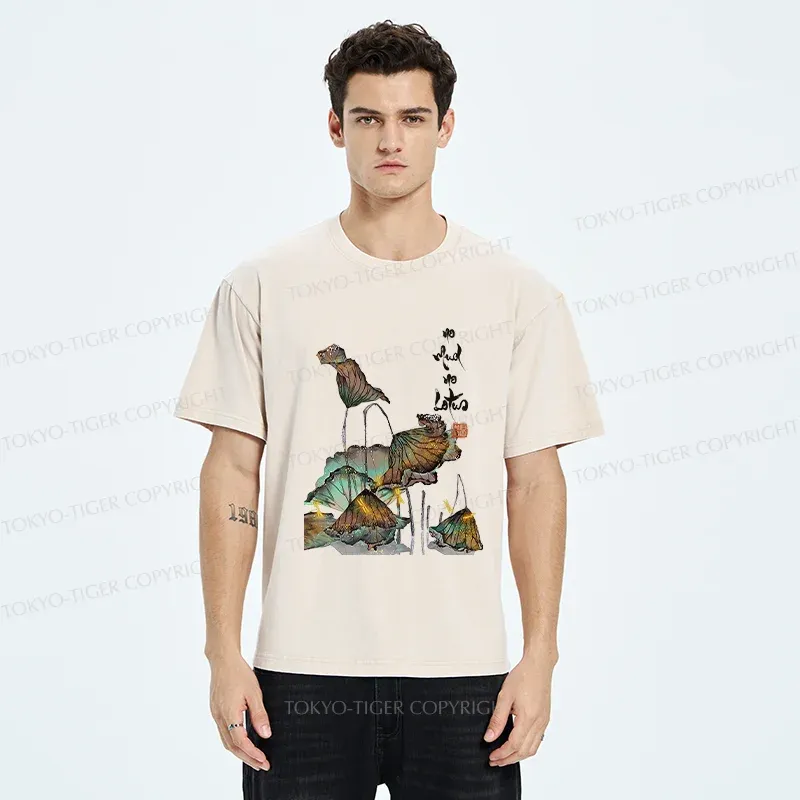Tokyo-Tiger Zen Sayings No Mud No Lotus Washed T-Shirt