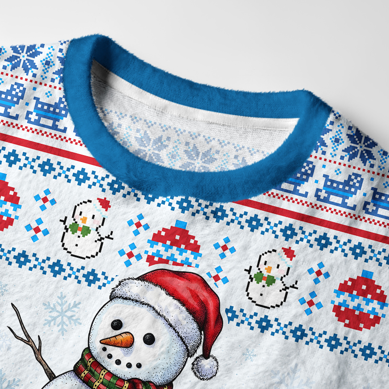 Tokyo-Tiger Funny Snowman Waffle Cone Fuzzy Christmas Ugly Sweatshirt