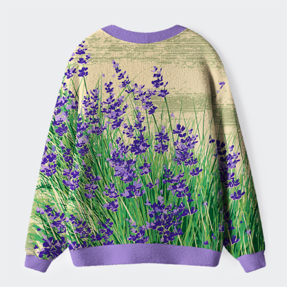 Tokyo-Tiger Lavender Meadow Ugly Cardigan Sweater
