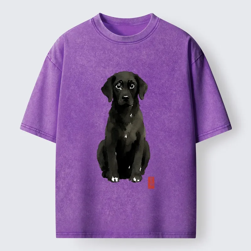 Tokyo‑Tiger Quirky Ink Dog Washed T‑Shirt