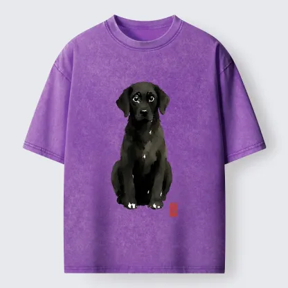 Tokyo‑Tiger Quirky Ink Dog Washed T‑Shirt