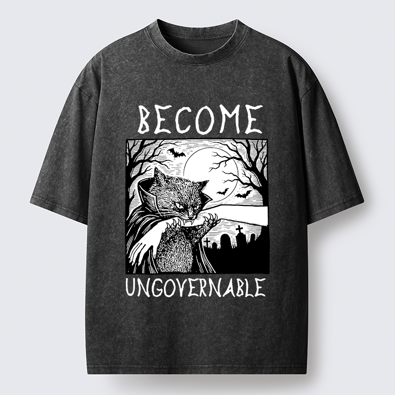 Tokyo‑Tiger Creepy Night Cat Washed T‑Shirt