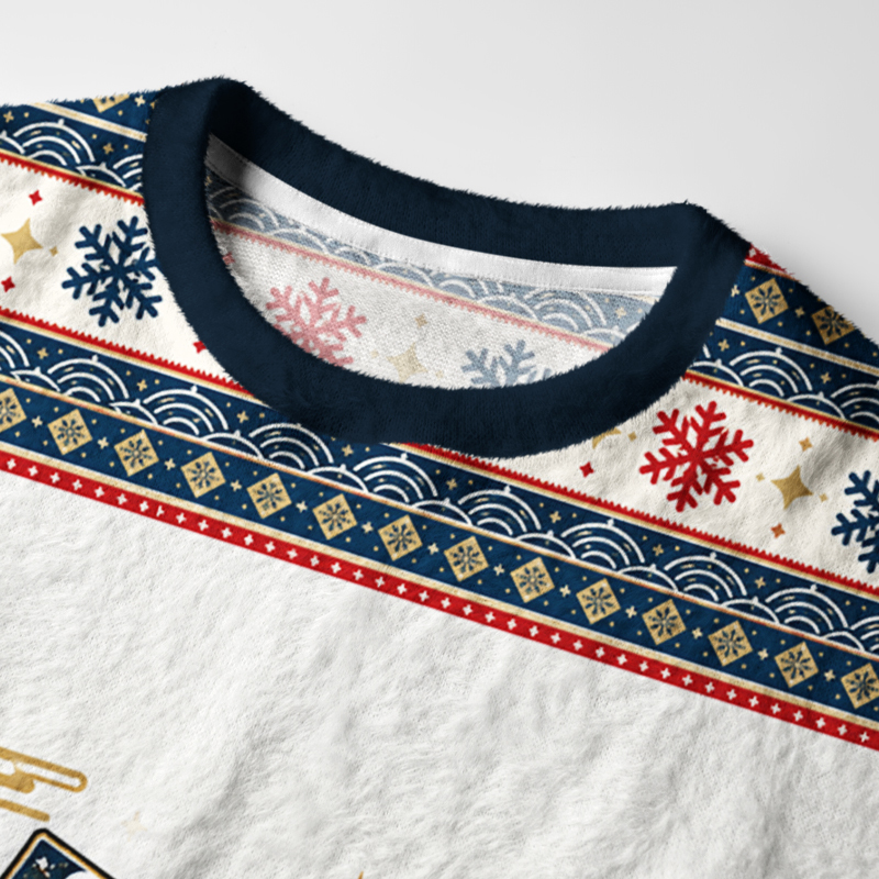 Tokyo-Tiger Japanese Merry Christmas Snow Scene Fuzzy Christmas Ugly Sweatshirt