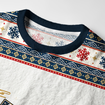 Tokyo-Tiger Japanese Merry Christmas Snow Scene Fuzzy Christmas Ugly Sweatshirt