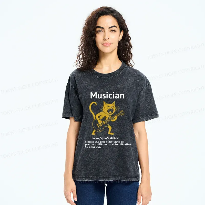 Tokyo-Tiger Miserable Musician Washed T-Shirt
