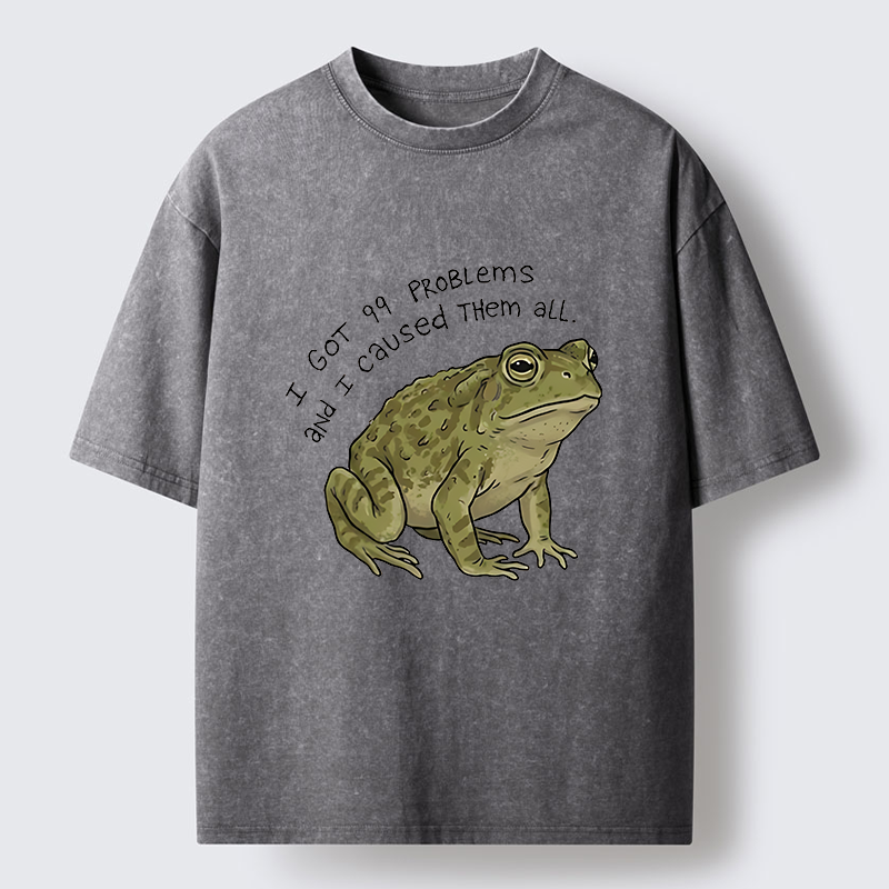 Tokyo‑Tiger Mischievous Frog Funny Washed T-Shirt