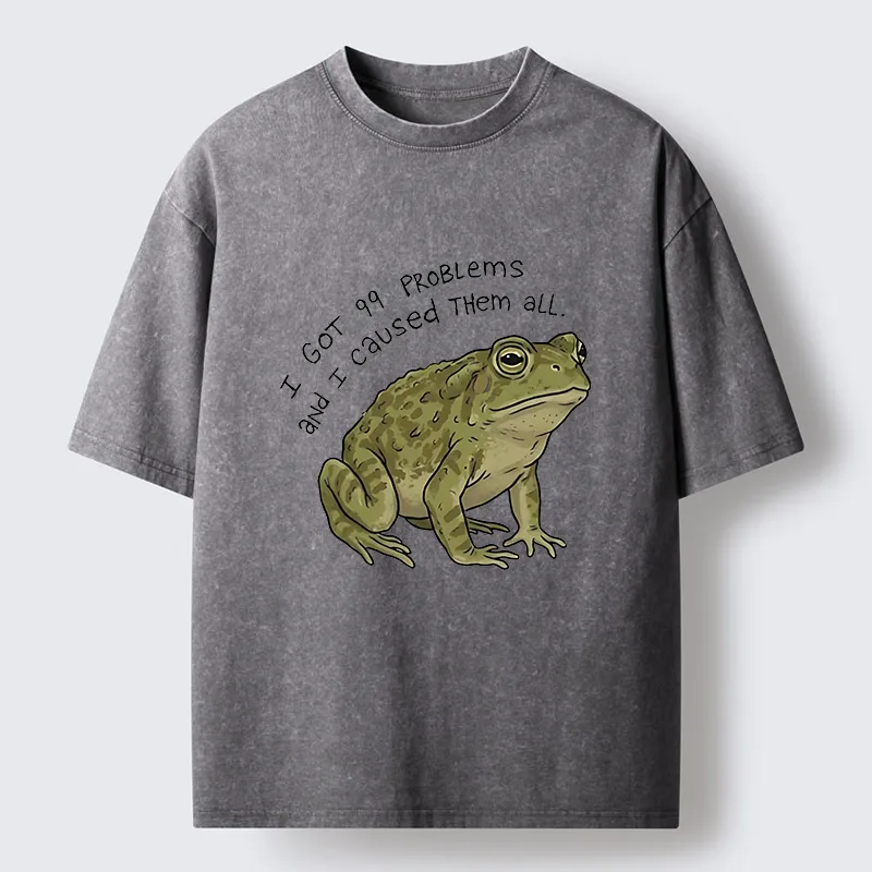 Tokyo‑Tiger Mischievous Frog Funny Washed T-Shirt