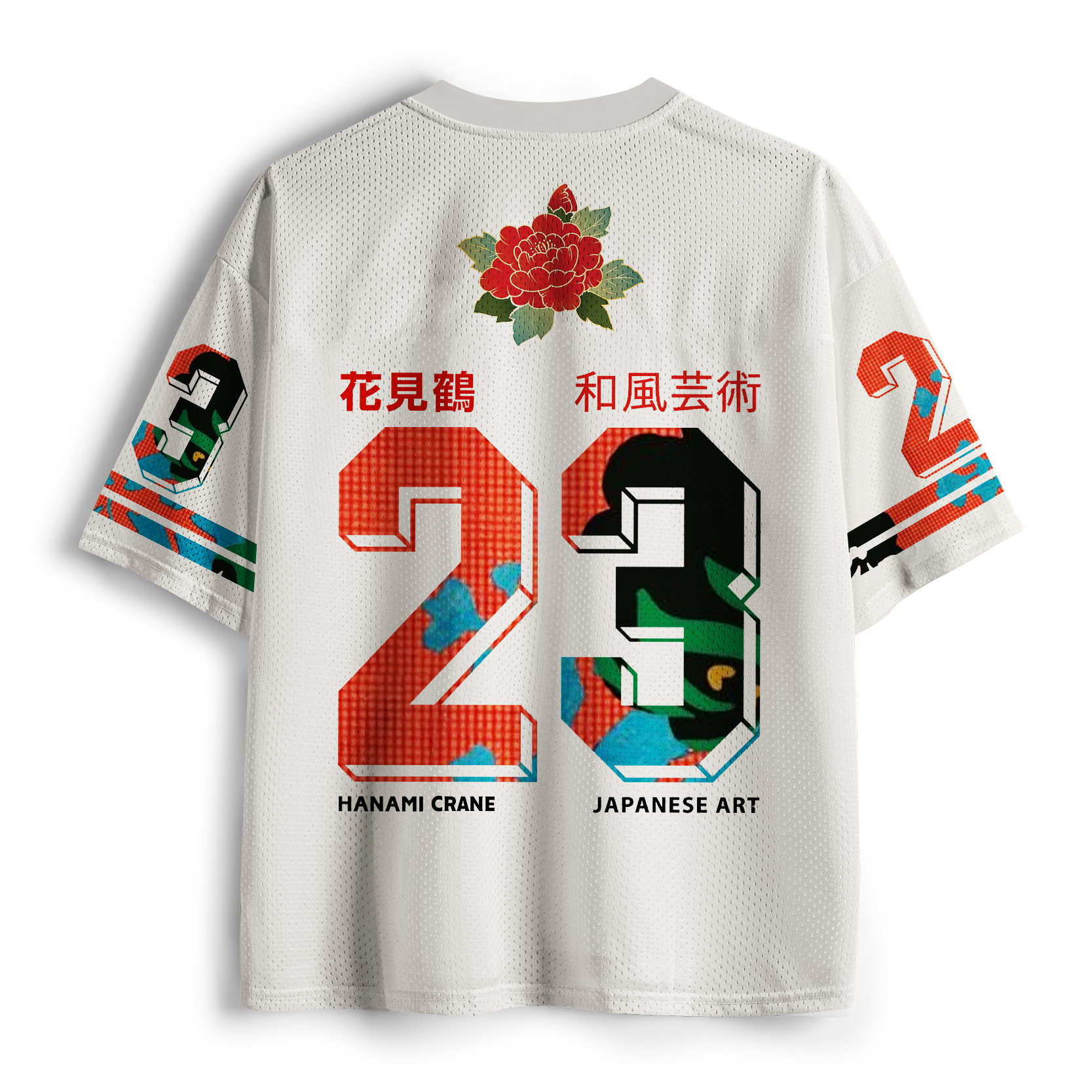Tokyo-Tiger Hanami Crane Japanese Art Mesh Jersey