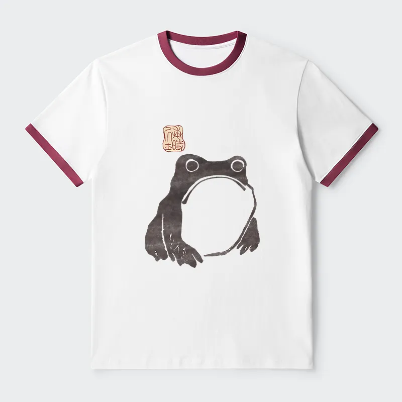 Tokyo-Tiger Matsumoto Hoji Woodblock Print Frog Contrast Trim T-Shirt