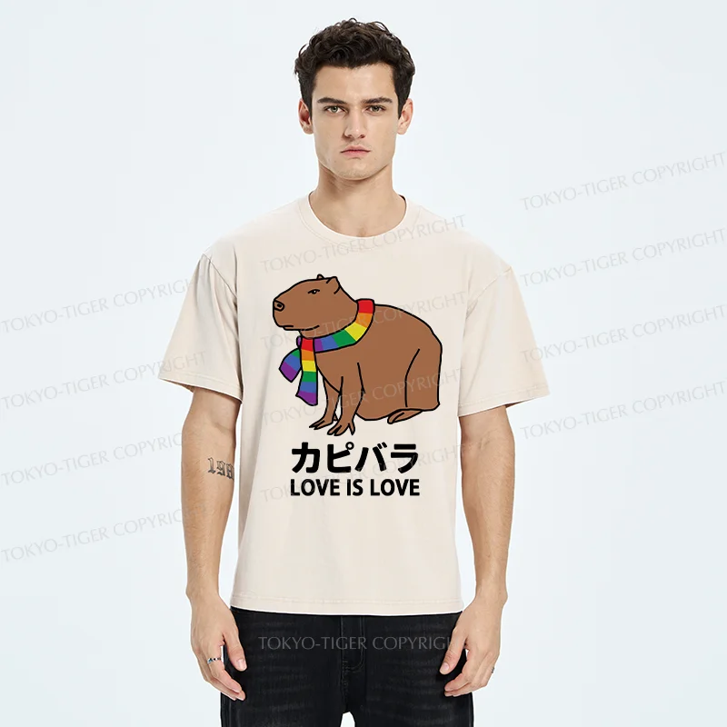 Tokyo-Tiger Capybara With Love Washed T-Shirt