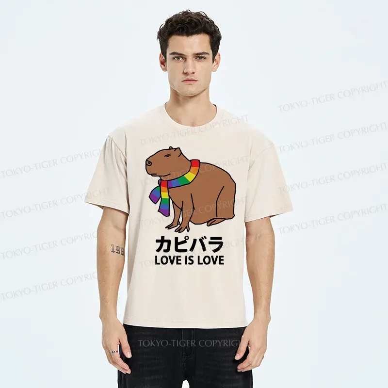 Tokyo-Tiger Capybara With Love Washed T-Shirt