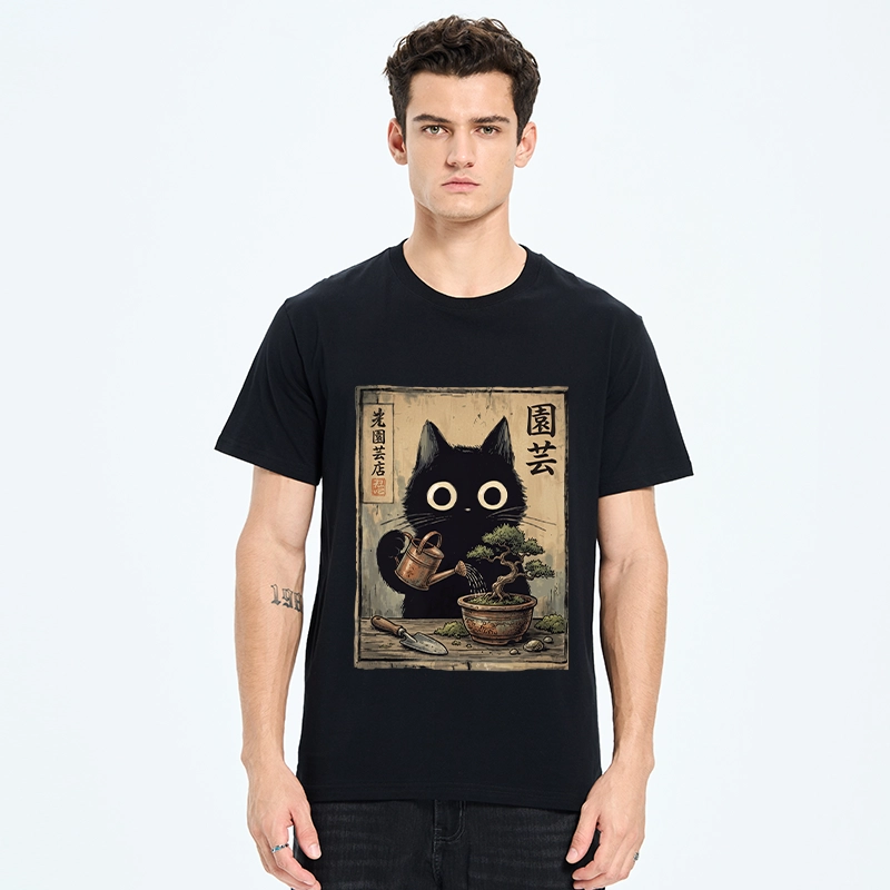 Tokyo-Tiger Black Cat Watering Bonsai Tree Classic T-Shirt