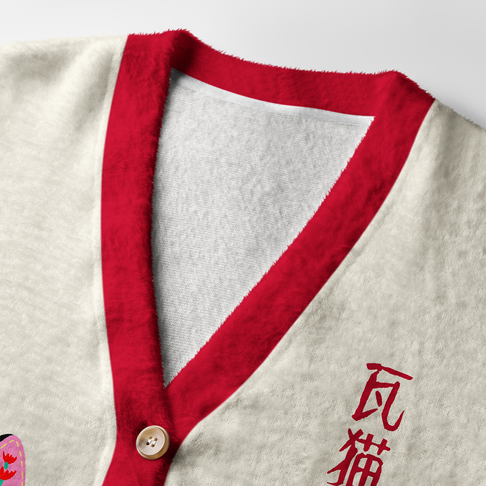 Tokyo-Tiger Lucky Tile Cat Ugly Cardigan Sweater