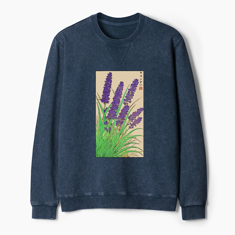 Tokyo-Tiger Japanese Lavender Washed Terry Sweatshirt