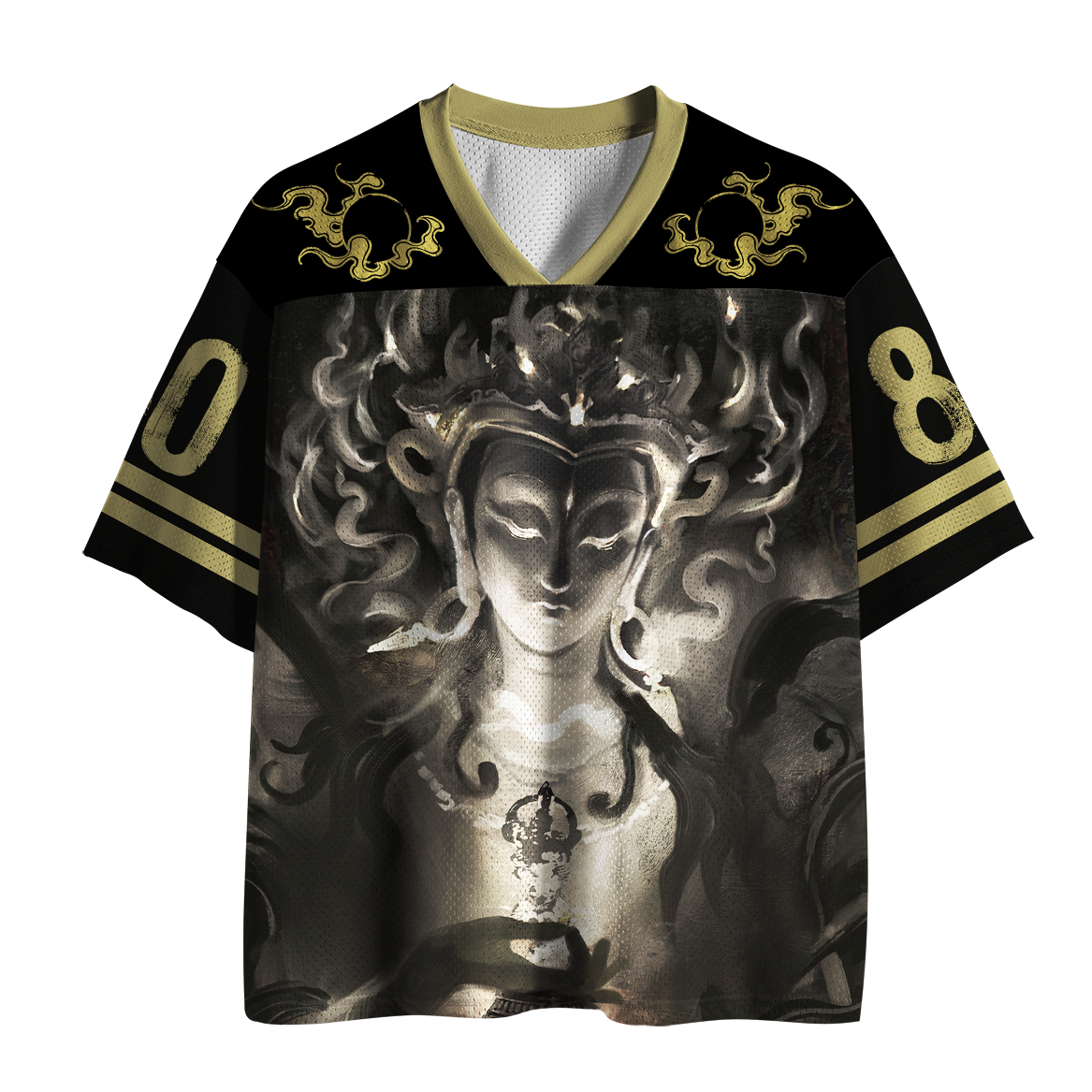 Tokyo-Tiger Spiritual Zen Guanyin Om Lotus Mesh Jersey