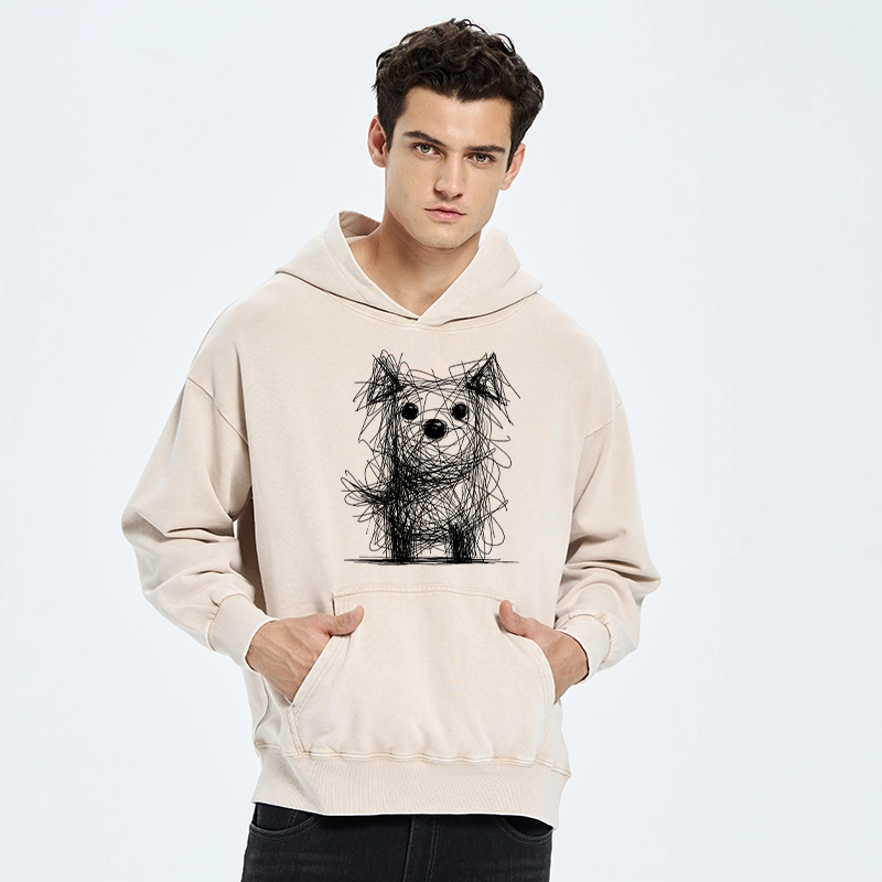 Tokyo-Tiger Scruffy Dog Chaos Art Washed Hoodie