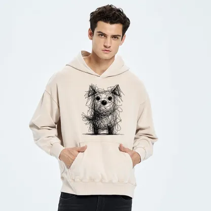 Tokyo-Tiger Scruffy Dog Chaos Art Washed Hoodie