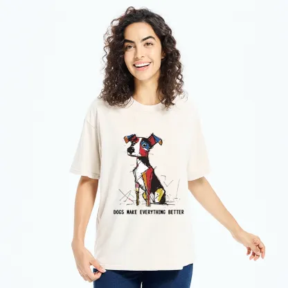 Tokyo-Tiger Colorful Puppy Street Art Graphic Washed T-Shirt