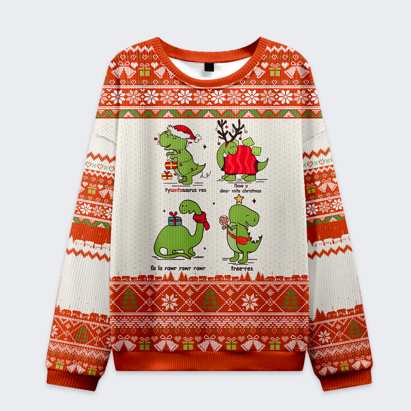 Tokyo-Tiger Rex the Halls Christmas Ugly Sweatshirt