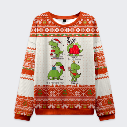 Tokyo-Tiger Rex the Halls Christmas Ugly Sweatshirt