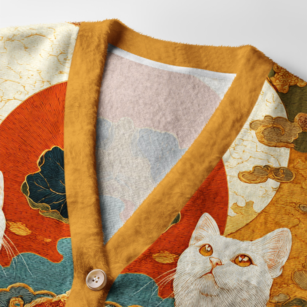 Tokyo-Tiger White Guardians Of The Vermilion Sun Ugly Cardigan Sweater