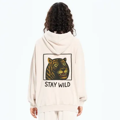 Tokyo-Tiger Silly And Cute Tiger Washed Zip Hoodie