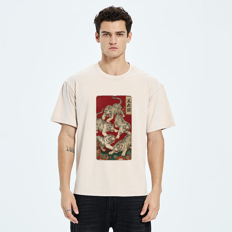 Tokyo-Tiger The Five Fierce Tigers Washed T-Shirt