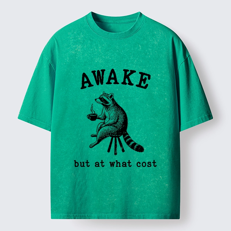 Tokyo‑Tiger Coffee Raccoon Mood Washed T‑Shirt