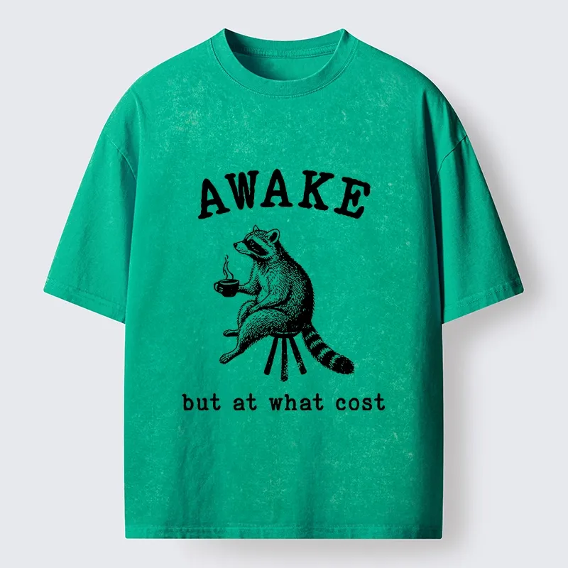 Tokyo‑Tiger Coffee Raccoon Mood Washed T‑Shirt