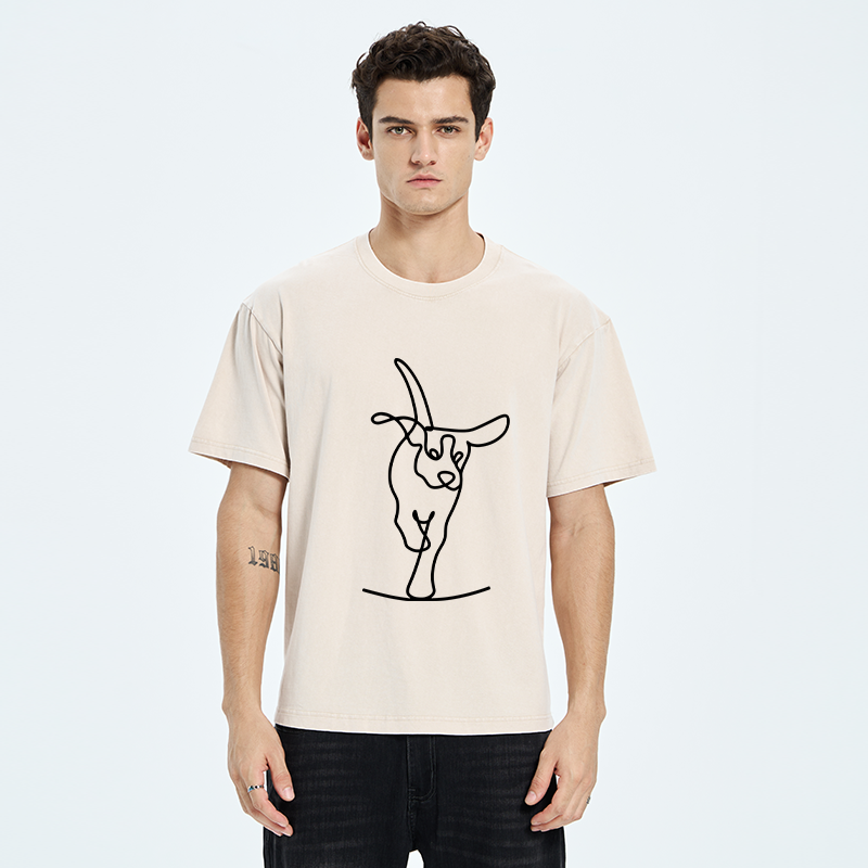 Tokyo-Tiger Minimalist Dog Washed T-Shirt