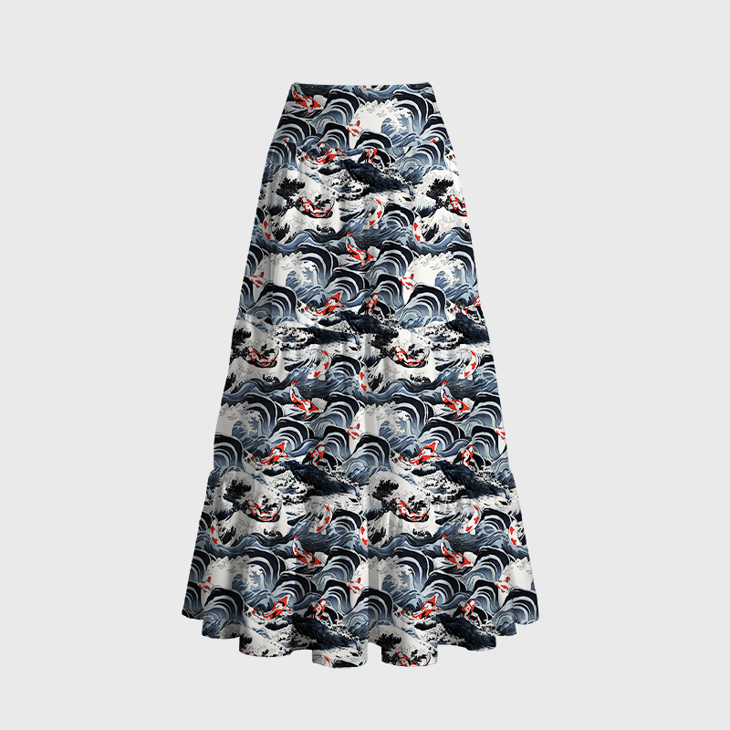 Tokyo-Tiger Ocean's Dance Maxi Skirt