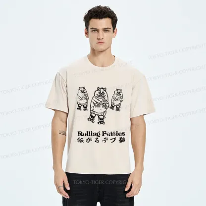 Tokyo-Tiger Cat Skating Japan Washed T-Shirt