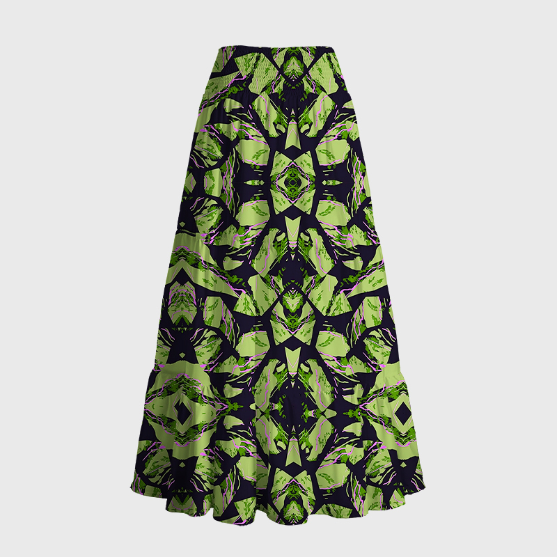 Tokyo-Tiger Geometric Art In The Forest Maxi Skirt
