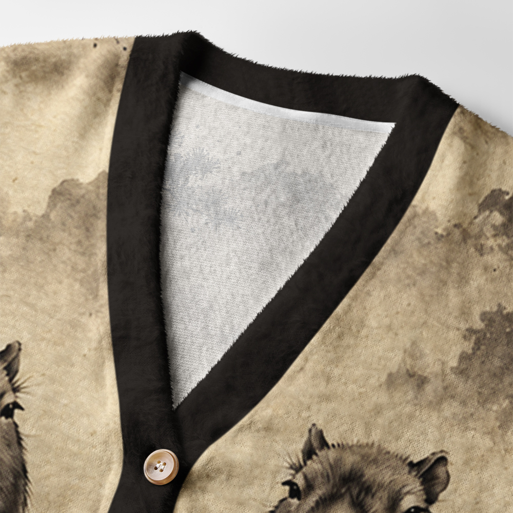 Tokyo-Tiger Calm Blade Capybara Samurai Ugly Cardigan Sweater
