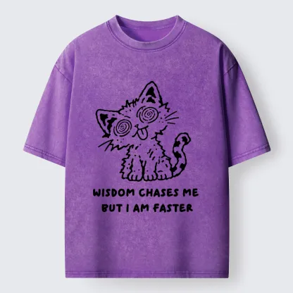 Tokyo-Tiger Escape Wisdom Cat Funny Meme Washed T-Shirt