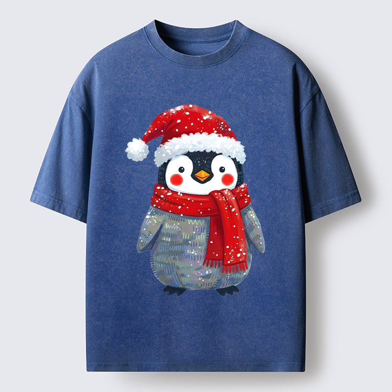 Tokyo-Tiger Cute Christmas Penguin Meme Washed T-Shirt