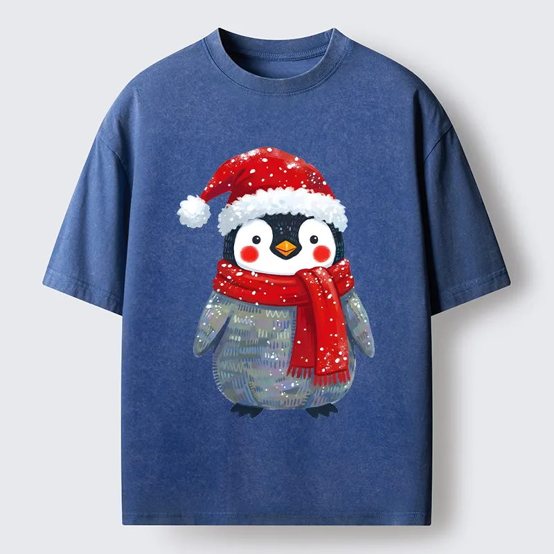 Tokyo-Tiger Cute Christmas Penguin Meme Washed T-Shirt