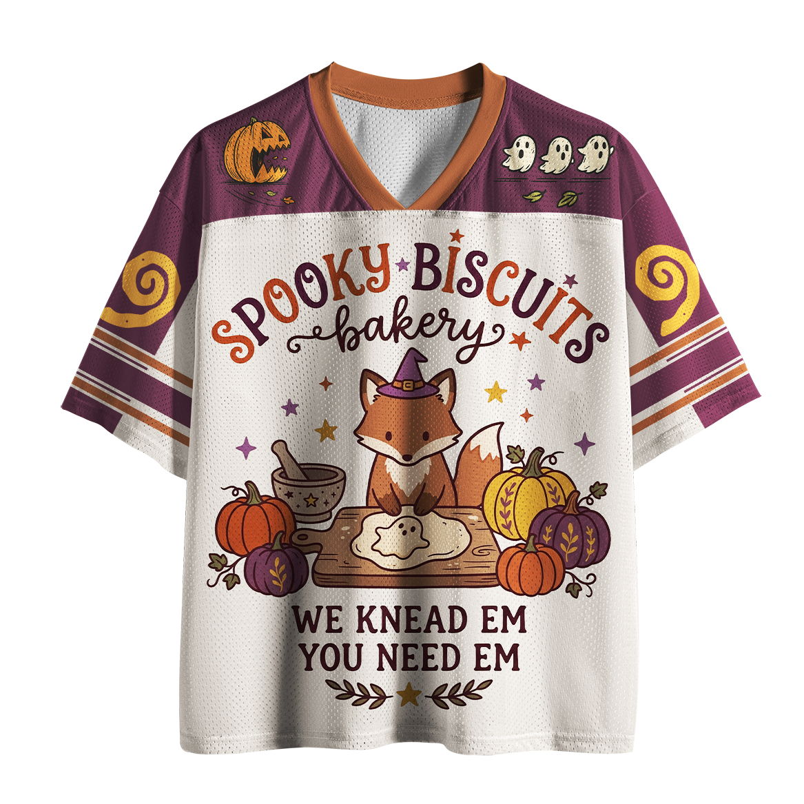 Tokyo-Tiger Halloween Witch Fox Pumpkin Baking Cartoon #99 Mesh Jersey