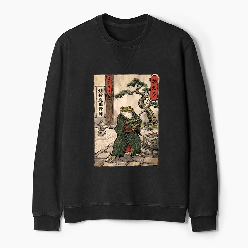 Tokyo-Tiger Samurai Frog Training Washed Terry Sweatshirt