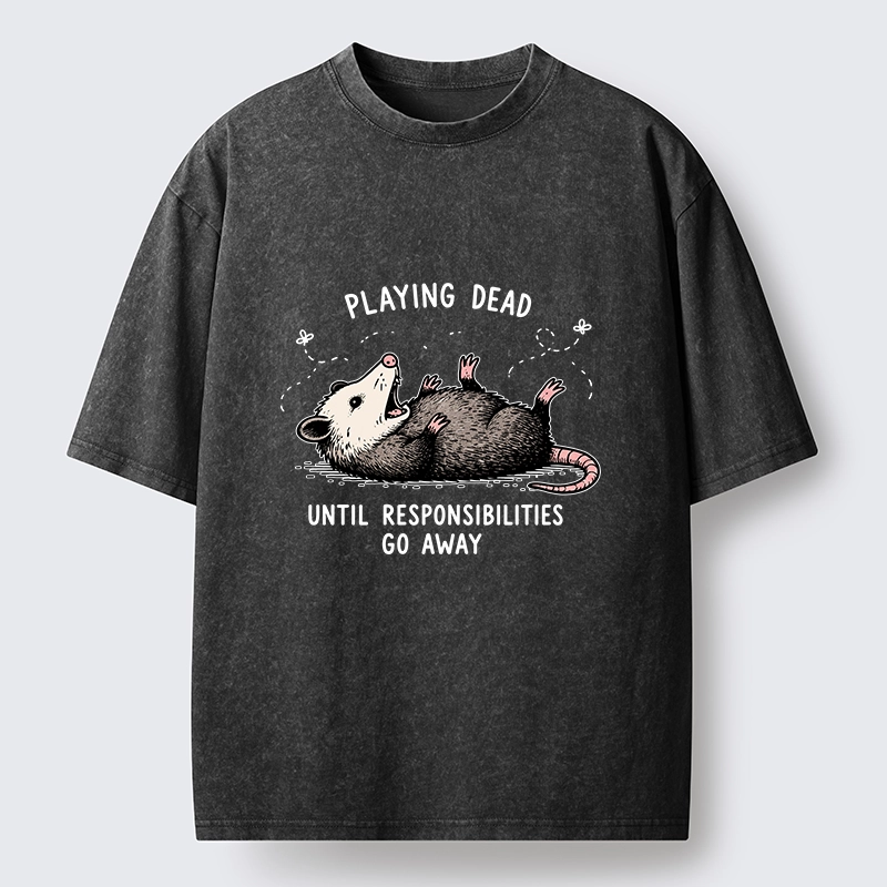 Tokyo‑Tiger Funny Playing Dead Washed T‑Shirt