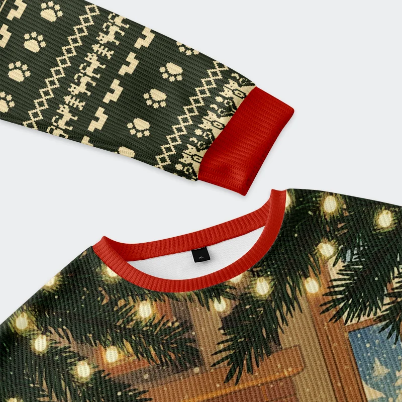 Tokyo-Tiger Napping Cat Christmas Ugly Sweatshirt