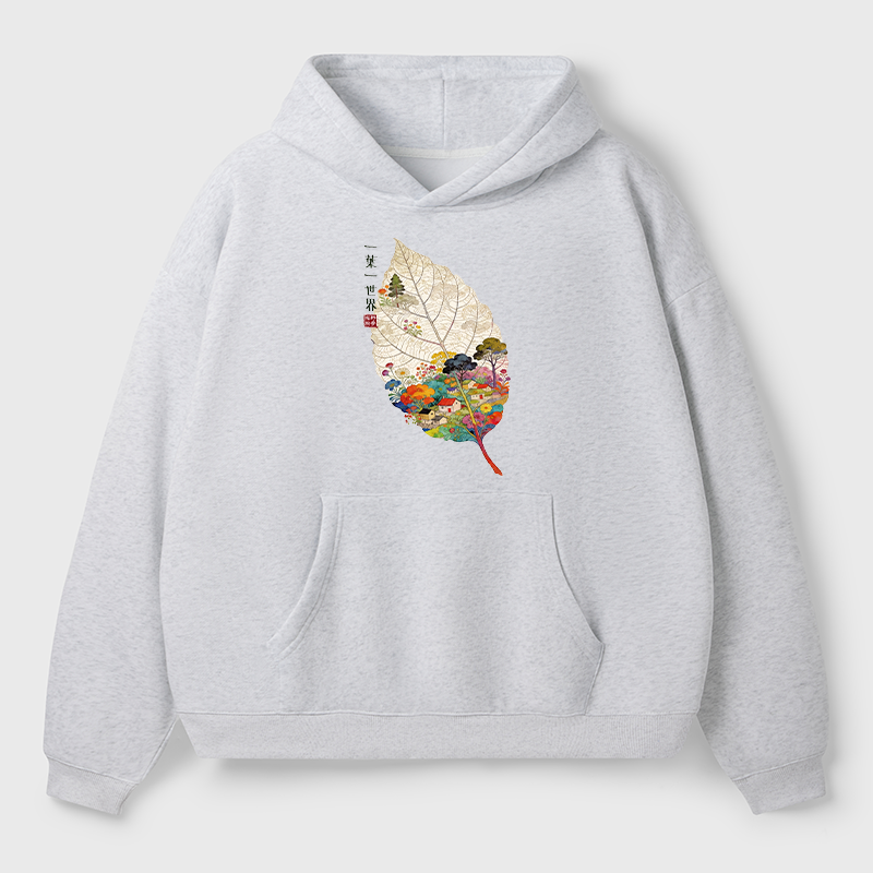 Tokyo-Tiger One Leaf Holds A Tiny Colorful World Adult Fleece Hoodie