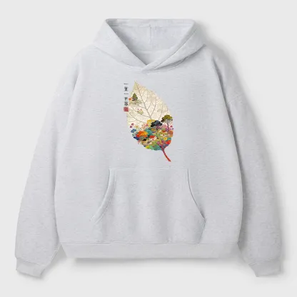 Tokyo-Tiger One Leaf Holds A Tiny Colorful World Adult Fleece Hoodie